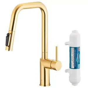 Mosogató csaptelep Duero Pure Style Light Gold vízszűrővel kihúzható kifolyóval kép
