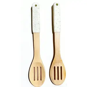 Áttört kanál bambusz nyéllel, fehér, 32*6cm ut04332bs17 kép