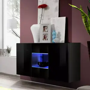 Komód Fly SBII+üveg fekete + LED kép