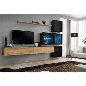 Nappali bútor Switch XVIII üveg +LED Wotan/fekete kép