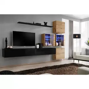 Nappali bútor Switch XVIII üveg +LED fekete/Wotan kép