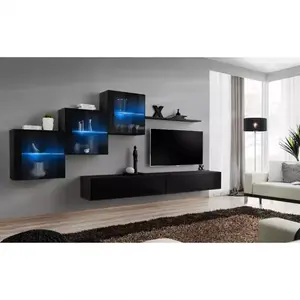 Nappali bútor Switch XVIII üveg +LED fekete kép