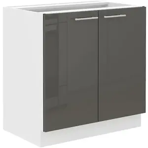 Konyhaszekrény Lara 80d 2f Bb Mdf szürke fényes kép