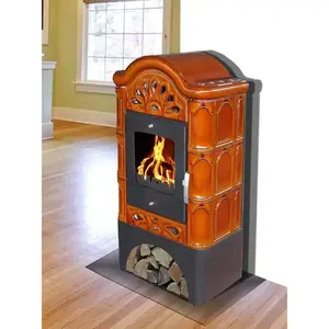 Kemence acél-kályhás Bergento II goldbrown 6 kW kép