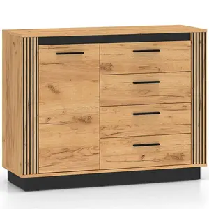 Komód Urso 07 Tölgy Craft Aranysárga/Fekete kép