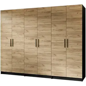 Szekrény X3 Gold 2d Fekete/Tölgy Craft Aranysárga kép
