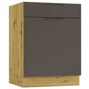 Konyhaszekrény Cosmo Isabel D60s/1 P/L Mocca Grey/Tölgy Artisan kép