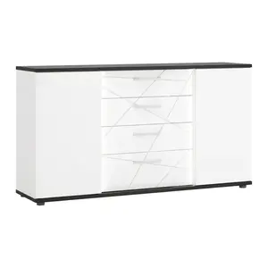 Komód Venezia VENK01 2D4S fehér alpesi/tölgy vicenza fekete/mdf fehér L kép