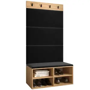 Előszobafal Miro tölgy craft panel fekete kép