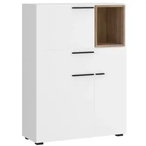 Komód Marlow MRLK01 3D1S fehér alpesi/tölgy honey castello kép