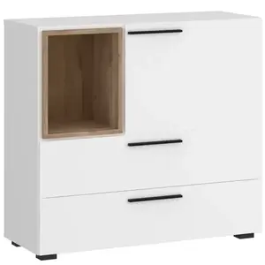 Komód Marlow MRLK02 1D2S fehér alpesi/tölgy honey castello kép