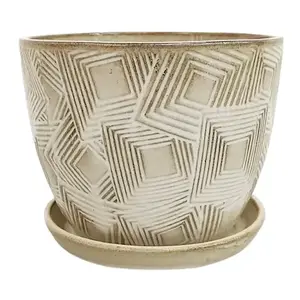Virágcserép R991-5.5SC-HZY 14x14x11, 5 cm bézs kép