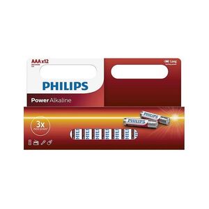 Philips LR03P12W/10 - 12 db alkáli elem AAA POWER ALKALINE 1, 5V 1150mAh Phil-LR03P12W/10 kép