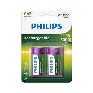 Philips R14B2A300/10 - 2 db tölthető elem C MULTILIFE NiMH/1, 2V/3000 mAh Phil-R14B2A300/10 kép