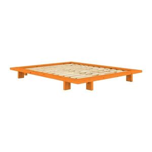 Narancssárga borovi fenyő franciaágy ágytámla nélkül, ágyráccsal 160x200 cm Japan – Karup Design kép