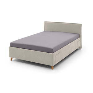 Bézs kárpitozott ágyneműtartós gyerekágy ágyráccsal 140x200 cm Fun – Meise Möbel kép