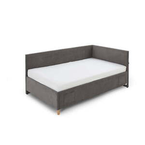 Antracitszürke kárpitozott ágyneműtartós sarok gyerekágy ágyráccsal 90x200 cm Cool – Meise Möbel kép
