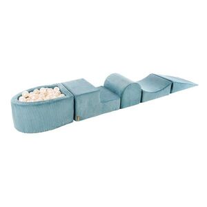 Türkiz kordbársony habszivacs játszótér 5 db-os magasság 30 cm 250x45 cm Montessori – Meowbaby kép