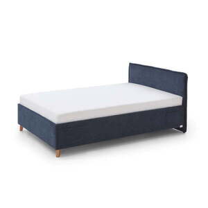 Sötétkék kárpitozott ágyneműtartós gyerekágy ágyráccsal 140x200 cm Fun – Meise Möbel kép