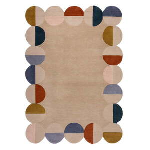 Bézs kézi szövésű gyapjú szőnyeg 160x230 cm Mia Scallop Frame – Flair Rugs kép