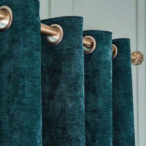 Kékeszöld zsenília termo függöny szett 2 db-os 168x229 cm Selene Luxury Chenille – Hyperion kép