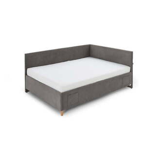 Antracitszürke kárpitozott ágyneműtartós sarok gyerekágy ágyráccsal 140x200 cm Cool – Meise Möbel kép