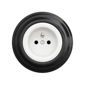 Reblig - Retro háztartási konnektor kerettel 230 V hófehér/fekete RG0016+RG0150 kép