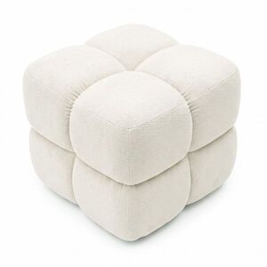 Ülőkés tároló puff, chenille 44x36 cm, törtfehér - CUBIQUE - Butopêa kép