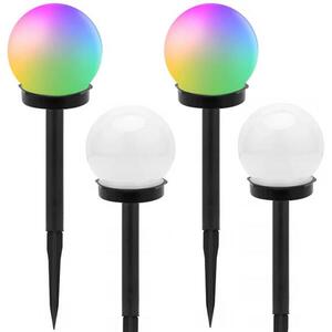 VERK 12284 Napelemes kerti gömblámpa, RGB, 10 cm, IP65, 4 db kép