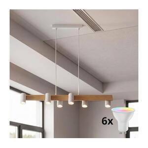 BRILAGI - LED RGBW dimmelhető, kábelre függesztett csillár SELE 6xGU10/6, 5W/230V fehér/tölgy BG5275+AI2323 kép