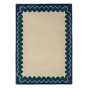 Natúr színű-kékeszöld kézi szövésű gyapjú szőnyeg 160x230 cm Wiggle Wool – Flair Rugs kép