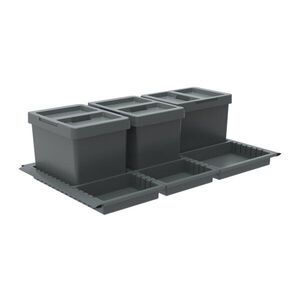 Szürke műanyag szelektív-beépíthető szemetes 3x12 l Metropolis Flip-up – Elletipi kép