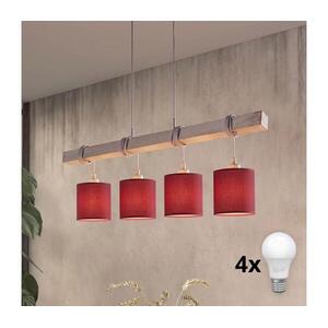 BRILAGI - LED csillár kábelen NUBILA 4xE27/60W/230V szürke/pompeji vörös 1xEG49927A+4xBG1579 kép