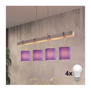 Brilagi - LED csillár kábelen NUBILA 4xE27/60W/230V szürke/lila 1xEG49927A+4xBG1580 kép