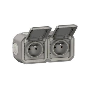 Legrand - Kültéri dupla aljzat 250V/16A PLEXO IP55 szürke 069768L kép