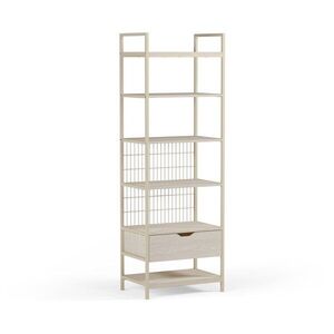 Krémszínű acél könyvespolc 60x179, 5x40 cm Amara – Marckeric kép