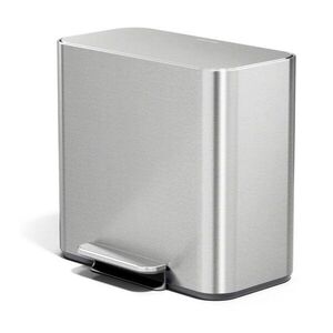 Matt ezüstszínű rozsdamentes acél szelektív-pedálos szemetes 15 l Dual Mini – simplehuman kép