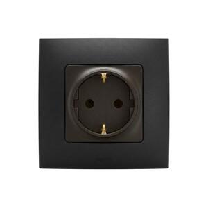 Legrand - Lakossági SCHUKO aljzat kerettel 250V/16A NILOE fekete LR0012+LR0114 kép