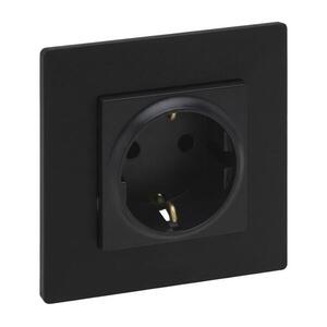 Legrand - NILOE STEP fekete keretes háztartási SCHUKO aljzat 250V/16A LR0044+LR0116 kép