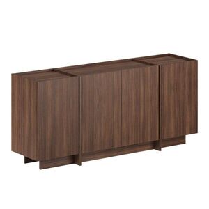 Sötét natúr színű komód kábellyukkal diófa dekorral 180x80x45 cm Dorma – Kalune Design kép