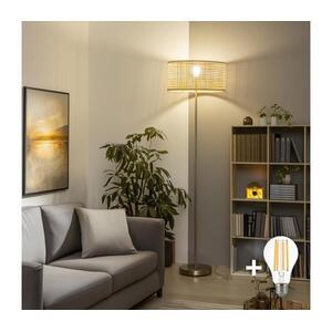 BRILAGI - LED állólámpa CERIA 1xE27/40W/230V Ø 40 cm bambusz/matt króm EG300183+EG781161 kép