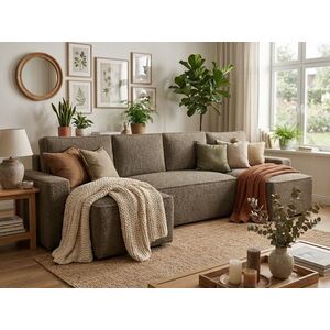 Kinyitható U alakú ülőgarnitúra SMART BOUCLE 303x143 cm, sötét bézs kép