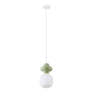 Fehér-világoszöld kerámia függőlámpa üveg búrával ø 18 cm Clio – Nova Luce kép