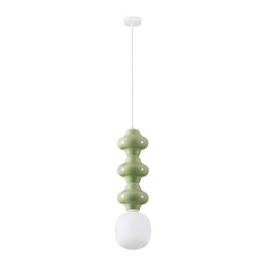 Fehér-világoszöld kerámia függőlámpa üveg búrával ø 18 cm Clio – Nova Luce kép
