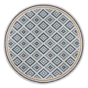 Sárga-kék kerek kültéri-beltéri szőnyeg ø 160 cm Zia Trellis – Flair Rugs kép