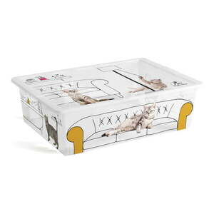 Fehér fedeles műanyag tárolódoboz 55x39x16 cm C Box Style – KIS kép