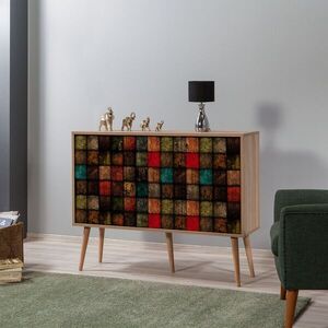 Komód, 120 cm színes kocka mintás, tölgy - CUBIKO - Butopêa kép