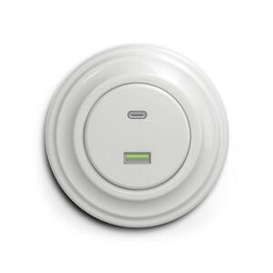 lap - Retro USB aljzat A+C, kerettel, kerámiafehér KA0007+KA0067 kép