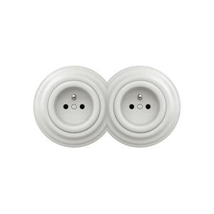 Reblig - Dupla retro fali dugalj, kerettel, 230 V, kerámiafehér 2xRG0008+2xRG0006 kép