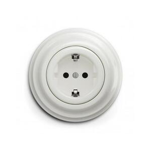 Reblig - Retro lakossági fali SCHUKO aljzat kerettel 230V/16A, kerámiafehér RG0007+RG0106 kép